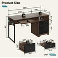 thumbnail image 2 of Bestier 55 Inch Office Desk with Drawers, Keyboard Tray, 2 Hooks, Modern Fluted Computer Desk for Home, Cherry, 2 of 9