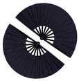 thumbnail image 1 of Ventilador de mano plegable Tkocisa, tamaño grande, vintage, tela retro, negro, x2, 1 of 6