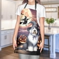 thumbnail image 4 of Spooky Halloween Night Witch Old English Sheepdog Glowing Pumpkins Apron Dog Lover for Cooking Grilling Baking Painting Gardening - 12015, 4 of 5