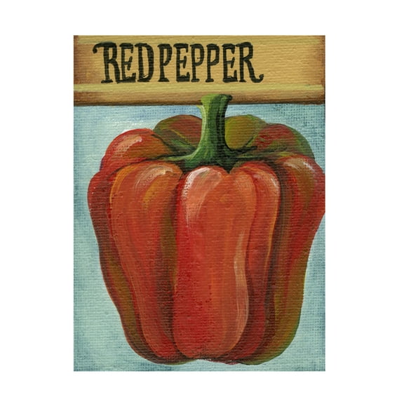 Canvas Wall Art - Debbi Wetzel 'Seed Packets 16 - Red Pepper' Wall Art for Living Room, Bedroom, or Office Décor by Trademark Fine Art - 14 x 19 Inches