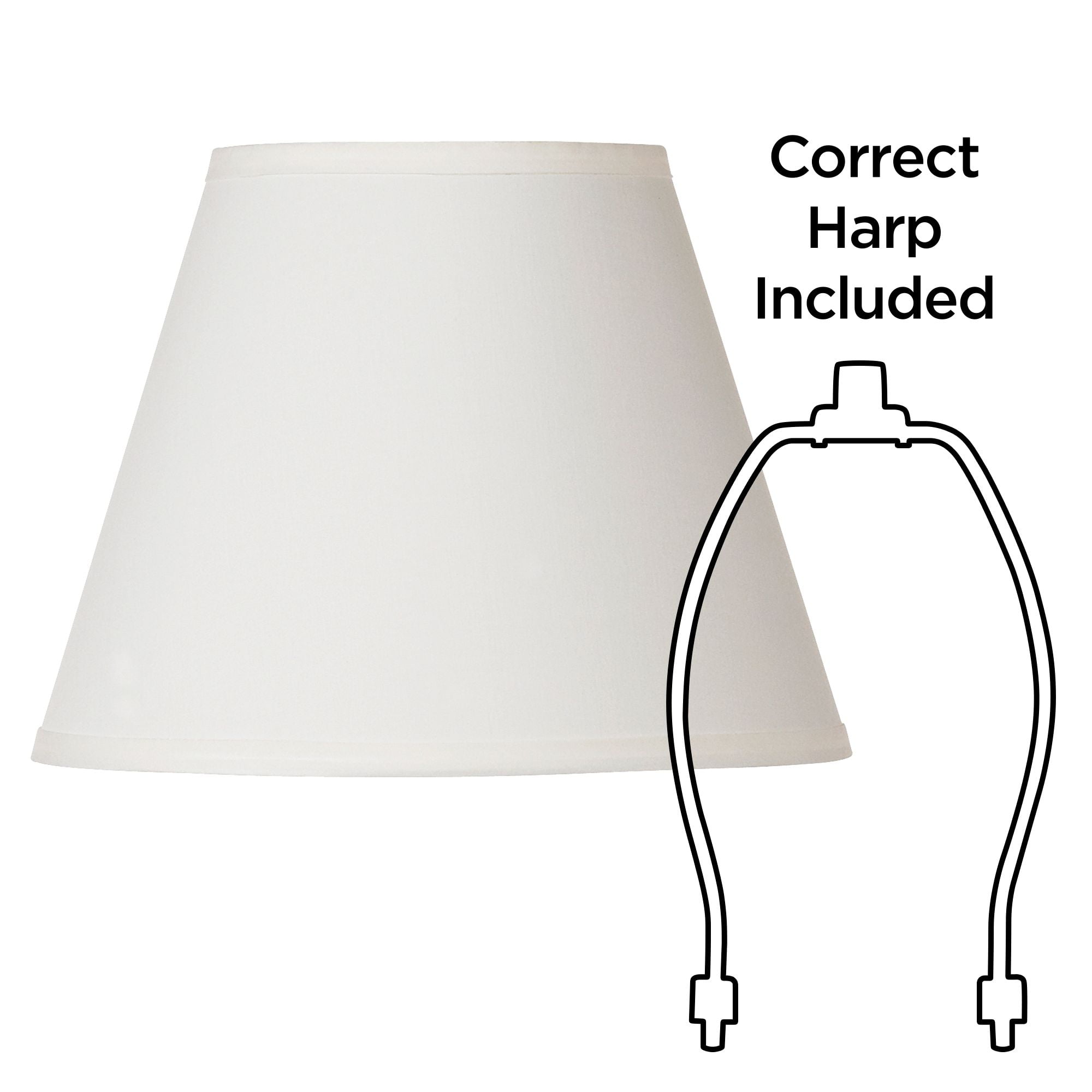Springcrest Set of 2 Empire Lamp Shades Off-White Small 6" Top x 11" Bottom x 8.5 Slant Spider Replacement Harp and Finial Fitting