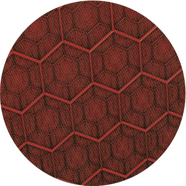 Ahgly Company Tapis Rond Lavable en Machine Intérieur Transitionnel Rouge Cramoisi, 7 Pieds Rond