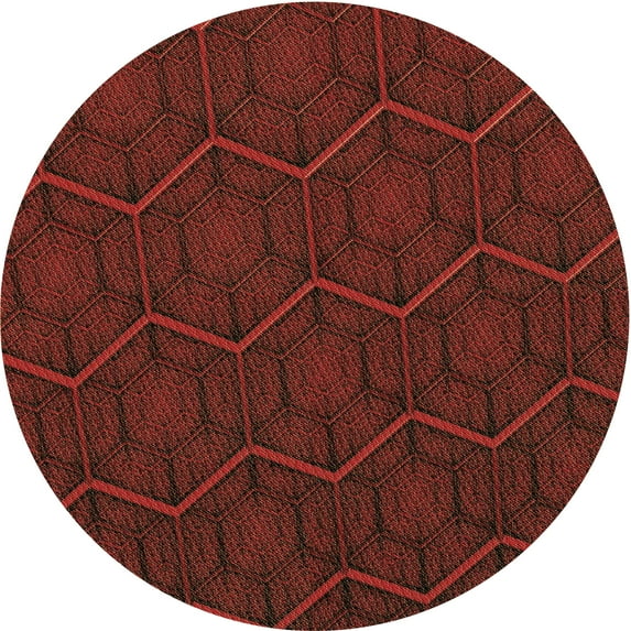 Ahgly Company Indoor Round Patterned Crimson Red Area Rugs, 4' Round