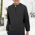 thumbnail image 2 of Otqutp Boys Quarter Zip Pullover Sweater Ribbed Knit Mock Neck Cable Sweaters Long Sleeve Fall Winter Warm Clothes for Kids, 2 of 9