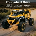 thumbnail image 3 of iRerts 12V Powered Ride on Toys UTV, Kids Ride on Cars with Remote Control, Bluetooth, Music, LED Lights, 4 Wheels Suspension, Kids Cars Electric Vehicles for Boys Girls Ages 3-6 Gifts, Yellow+Black, 3 of 7