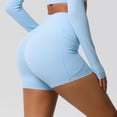 thumbnail image 3 of Womens Biker Shorts with Pockets Seamless High Waisted Stretchy Yoga Gym Short Soft Tight Active Pants (XL, Light Blue), 3 of 8