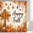 thumbnail image 2 of Fall Pumpkin Shower Curtain, Autumn Thanksgiving Harvest Maple Leaves Bathroom Curtain, Farmhouse Waterproof Fabric Holiday Home Decor Bath Curtains Set with Hooks 72x72 Inch, 2 of 7