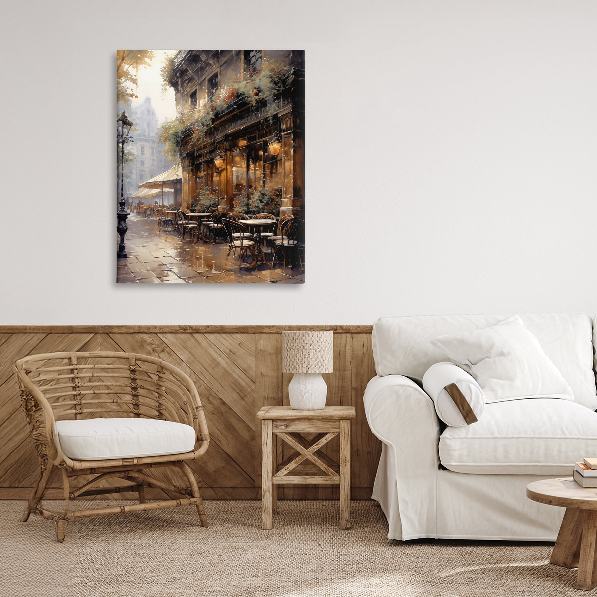 Stupell Industries Paris Street Cafe in Rain Canvas Wall Art, design by Creative Studio