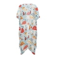 thumbnail image 4 of DISNIMO Women's Mushroom Print Swimsuit Cover Up Kimono Cardigan Bikini Cover Ups Casual Loose Beach Coverups Fashion Long Swisuit Cover up Comfort Half Sleeve Swimwear Cover Up, 4 of 6