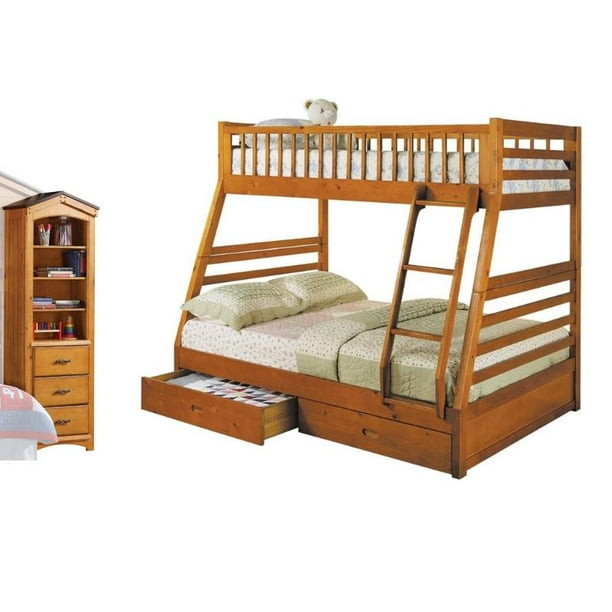 Storage Bunk Bed And Tree House Shelf, Rustic Oak Twin Loft Bed