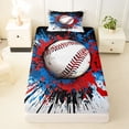 thumbnail image 3 of Erosebridal Baseball Sport Games Twin Sheet Sets,Watercolor Splatter Ink Bedding For Boys Teens 3 Pieces, 3 of 6