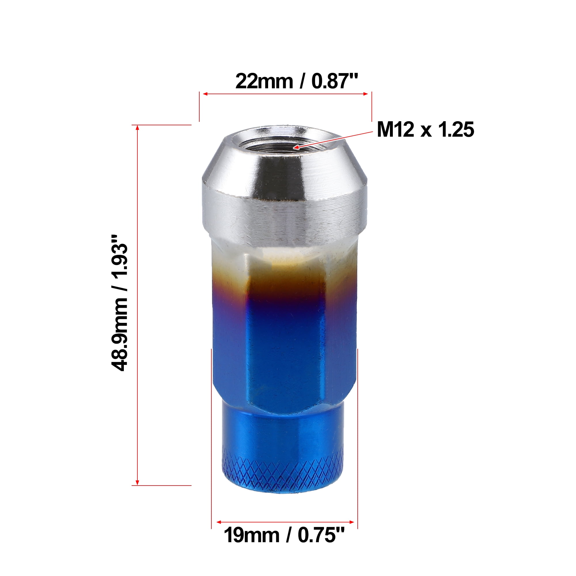 20pcs M12x1.25 CNC Lug Nuts Open End Wheel Lug Nuts with Socket Key Tool Set Multicolor