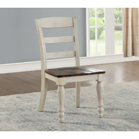 - ACME Britta Side Chair, Set of 2 in Walnut and White Washed