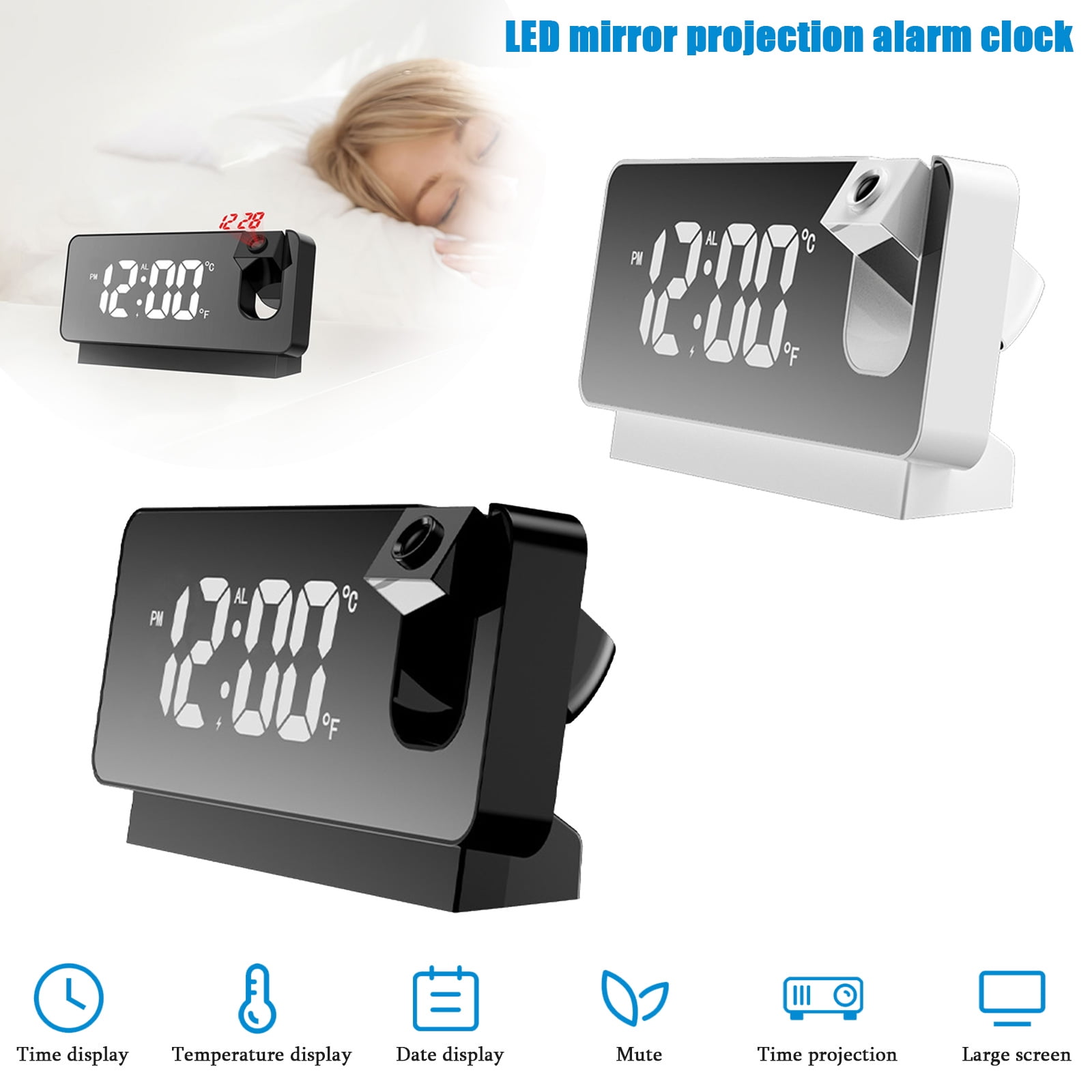 AQOTER Projection Alarm Clock,Digital Clock with 180° Rotatable ...