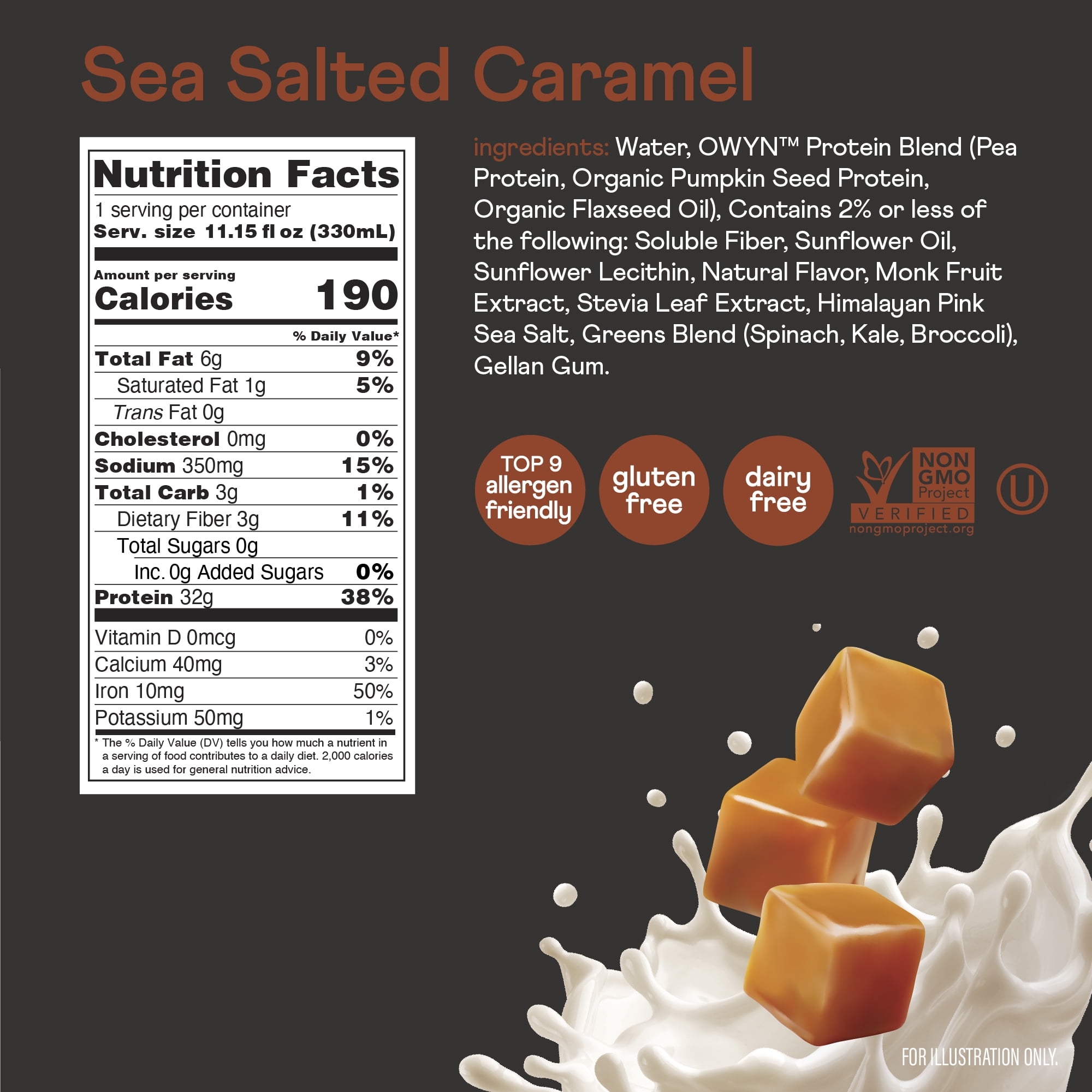 OWYN Pro Elite 32g High Protein Shakes, Sea Salt Caramel, 11.15 fl oz, 4 Count