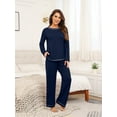 thumbnail image 4 of MINTREUS Women's Pajama Set Long Sleeve Sleepwear Set Soft Two Piece Matching Set with Pockets, 4 of 5