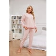 thumbnail image 2 of HEARTNICE Womens Pajamas Set, Fleece Lightweight Outfit Soft Lounge Pjs Cozy Sleepwear,(Light Pink,L), 2 of 4