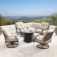 thumbnail image 3 of 5-Piece Brown and Black Outdoor Patio Round Fire Table with Four Swivel Rocking Chairs 34", 3 of 4