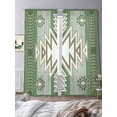 thumbnail image 3 of Sage Green Boho Semi Sheer Window Curtains 84 Inches Long, American Native Southwest Abstract Art Rod Pocket Voile Silky Chiffon Curtain Light Filtering Drapes for Living Room, 52"x84", 2 Panels, 3 of 9