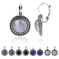 thumbnail image 4 of 1 Paire de Boucles d'Oreilles Rondes Rondes en Pierre Femmes Boucles d'Oreilles Bijoux Sculptés Vintage Tibétain, 4 of 9