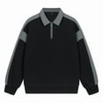 thumbnail image 3 of RongHuan Men's Big and Tall Sweatshirt Casual Quarter Zip Lapel Sweatshirts Color Block Long Sleeve Pullover Classic Fit Golf Shirts, 3 of 5