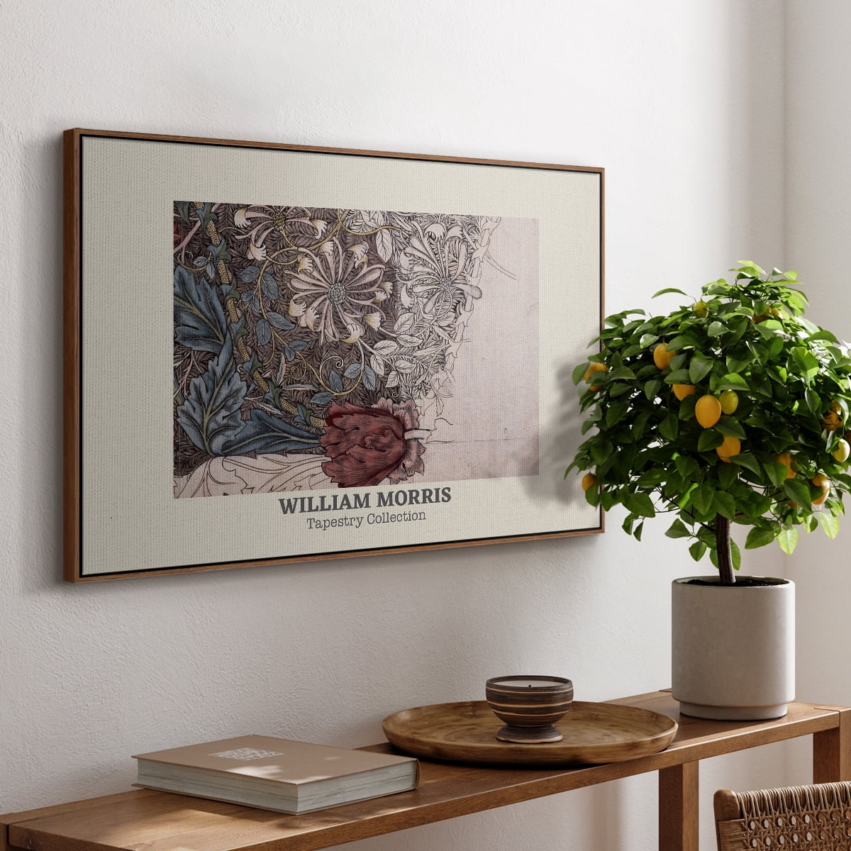 Vintage Abstract Print-XLI Framed in Walnut Wood Gallery Wrapped Canvas 17 in. x 25 in.