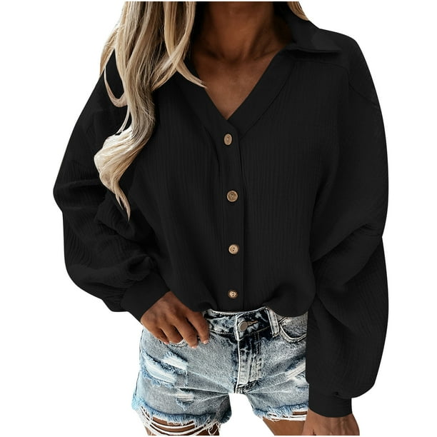 Cárdigan de manga larga con cuello en V para mujer, informal, liso, con botones, camisetas Fridja BV0+3374