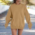 thumbnail image 2 of Crewneck Sweatshirts Women Casual Lightweight Fall Fashion Pullover Tops Oversized y2k Clothes Khaki XL, 2 of 9