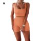 thumbnail image 3 of Advancent 2 unids/set Jogging ejercicio mujer chaleco pantalones cortos poliéster transpirable Crop Tops pantalones de cintura alta Kit ropa Uniforme atlético Naranja M, 3 of 6