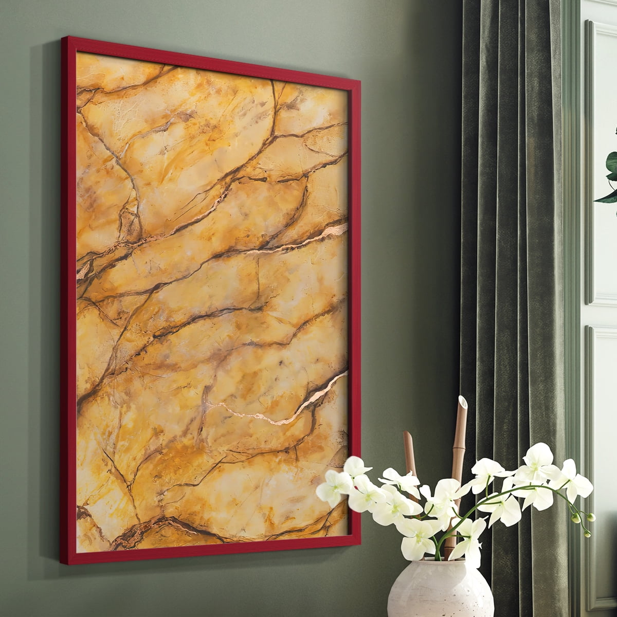 Yellow Marble II Framed Print - Solid Wood in Single Picture Frame Solid Wood 2 Framed Print