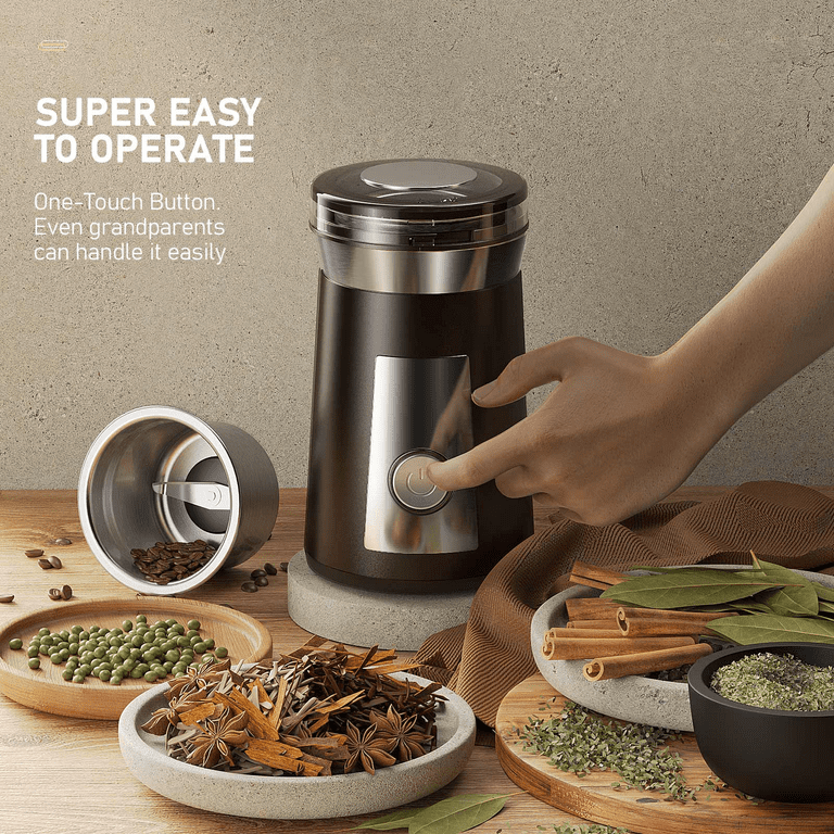 TWOMEOW White Electric Coffee Grinder Adjustable, Spice Grinder and Coffee  Bean Grinder with 1 Removable Stainless Steel Bowl, Suitable for French