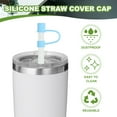 thumbnail image 3 of Silicone Straw Covers Cap, Drinking Straw Toppers with Handle Dust-Proof Fit for Water Bottle 30-40 oz Tumbler Light Blue, 3 of 5