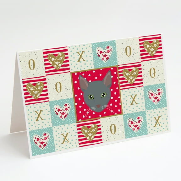 Raas Cat Love Greeting Cards and Envelopes Pack of 8