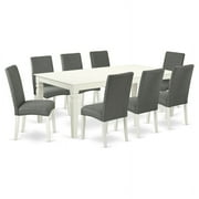 Kingfisher Lane Modern 9-piece Wood Dining Set in Linen White/Gray