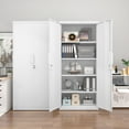 thumbnail image 2 of NICEGDLT Metal Tall Storage Cabinet with Doors and Adjustable Shelves,70.8" Lockable Garage Storage Cabinet,White Storage Cabinet with Lock for Home Office,Garage,School, 2 of 8