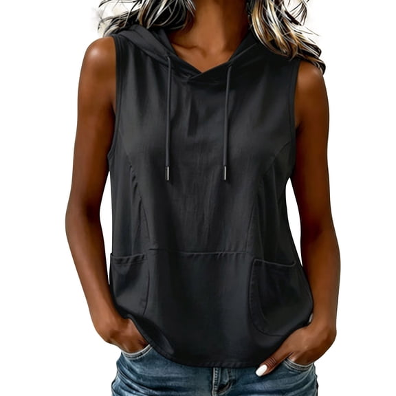 Bovemsi Racerback Tank Tops for Women Sleeveless Hooded Comfort Tops for Women Trendy L
