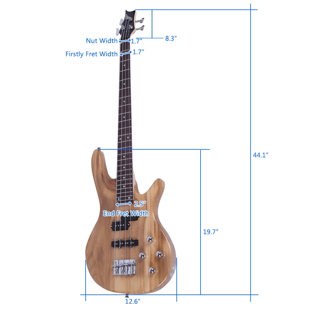 Exquisite Stylish IB Bass Guitar, Basswood Body, Maple Neck, Rosewood Fingerboard, 4 Strings for Bass Effect Performance