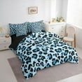 thumbnail image 3 of Homewish Cheetah Print 7 Pieces Bedding Comforter Set for Female Men,Black Blue Full Bedding Set Lightweight,Geometric Stripes Fitted Sheet Flat Sheet,Ultra Soft Home Decor,Reversible, 3 of 8