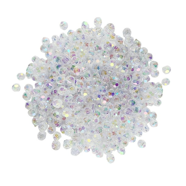 Yinanstore 500 Pcs Acrylic Beads, Charming Beads, Clear Acrylic Ab Color Beads For Diy Jewelry Craft Making Necklace Bracelet Supplies 8mm Round White