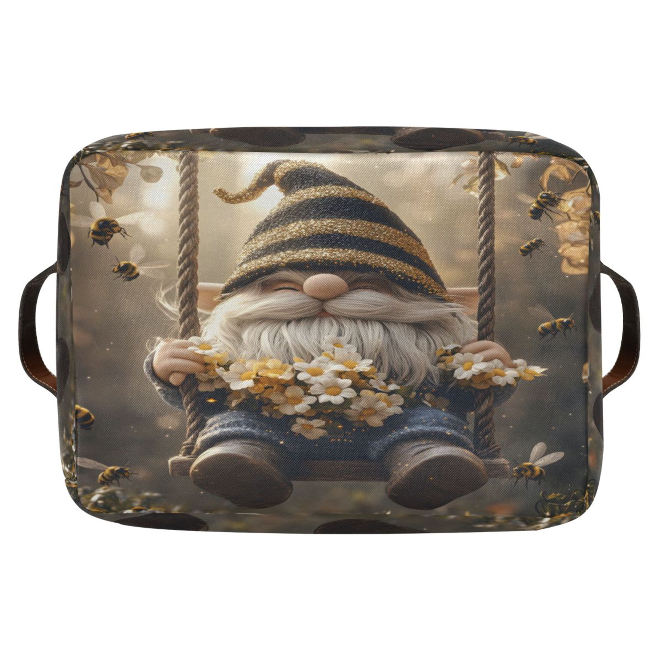Ryvnso Gnome in Garden Storage Basket Large Bin Foldable Boxes Toys Organizer 14.2x10.2x8.3in 2 PCs