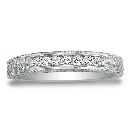 1/8ct Antique Style Diamond Band in 10k White Gold