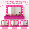 thumbnail image 5 of Zimtown Makeup Vanity Desk with Large Mirror & Charging Station, Vanity Table with 9 Drawers & Visible Glass Top, Bedroom Dressing Table, Pink, 5 of 10