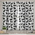 thumbnail image 2 of Ambesonne Cat Valance & Curtain, Black Silhouettes Friendly, 55"x45", Black White, 2 of 7