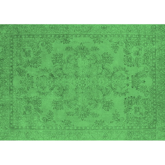 Ahgly Company Indoor Rectangle Oriental Emerald Green Industrial Area Rugs, 4' x 6'