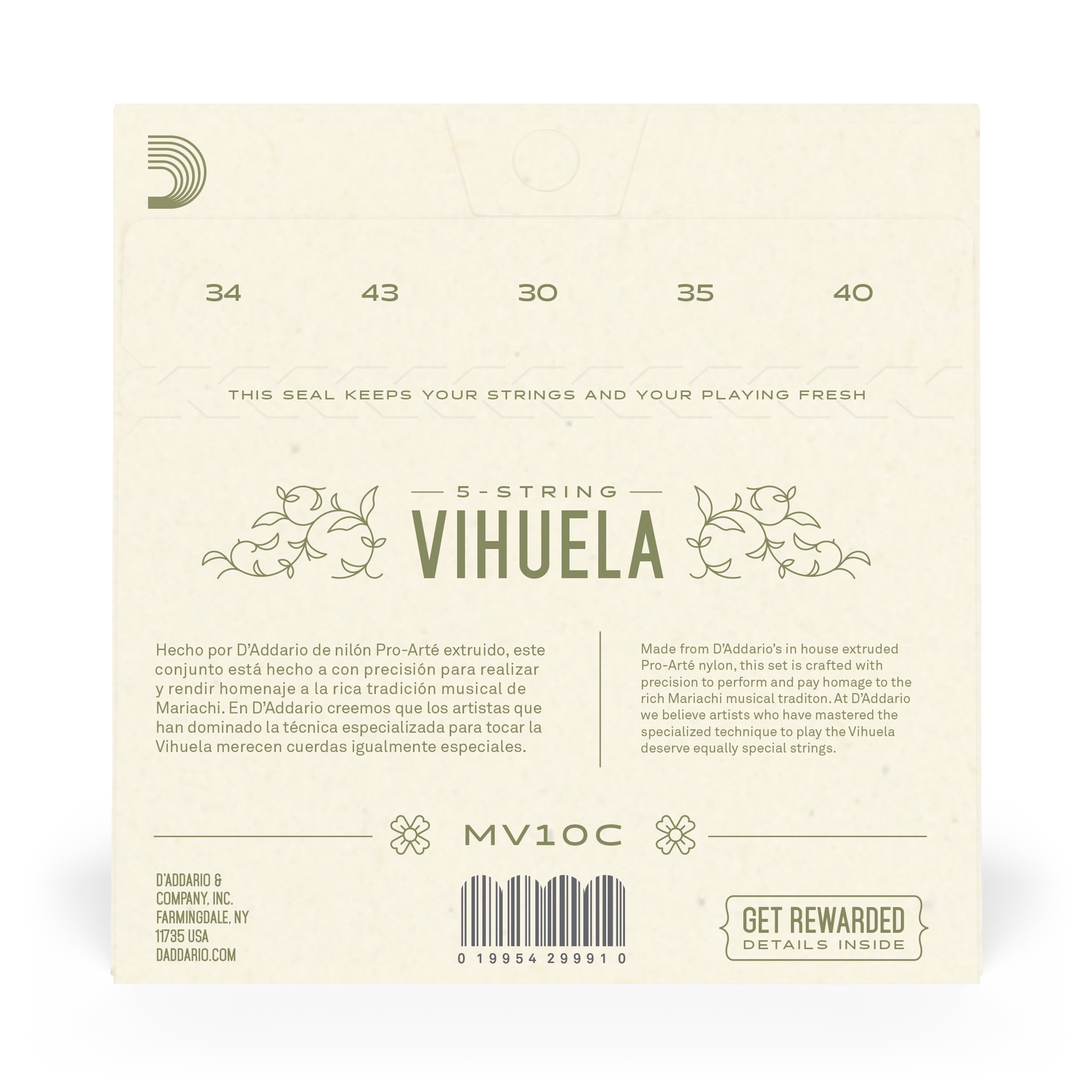 D'Addario Vihuela Strings 5-Pack Hard Tension