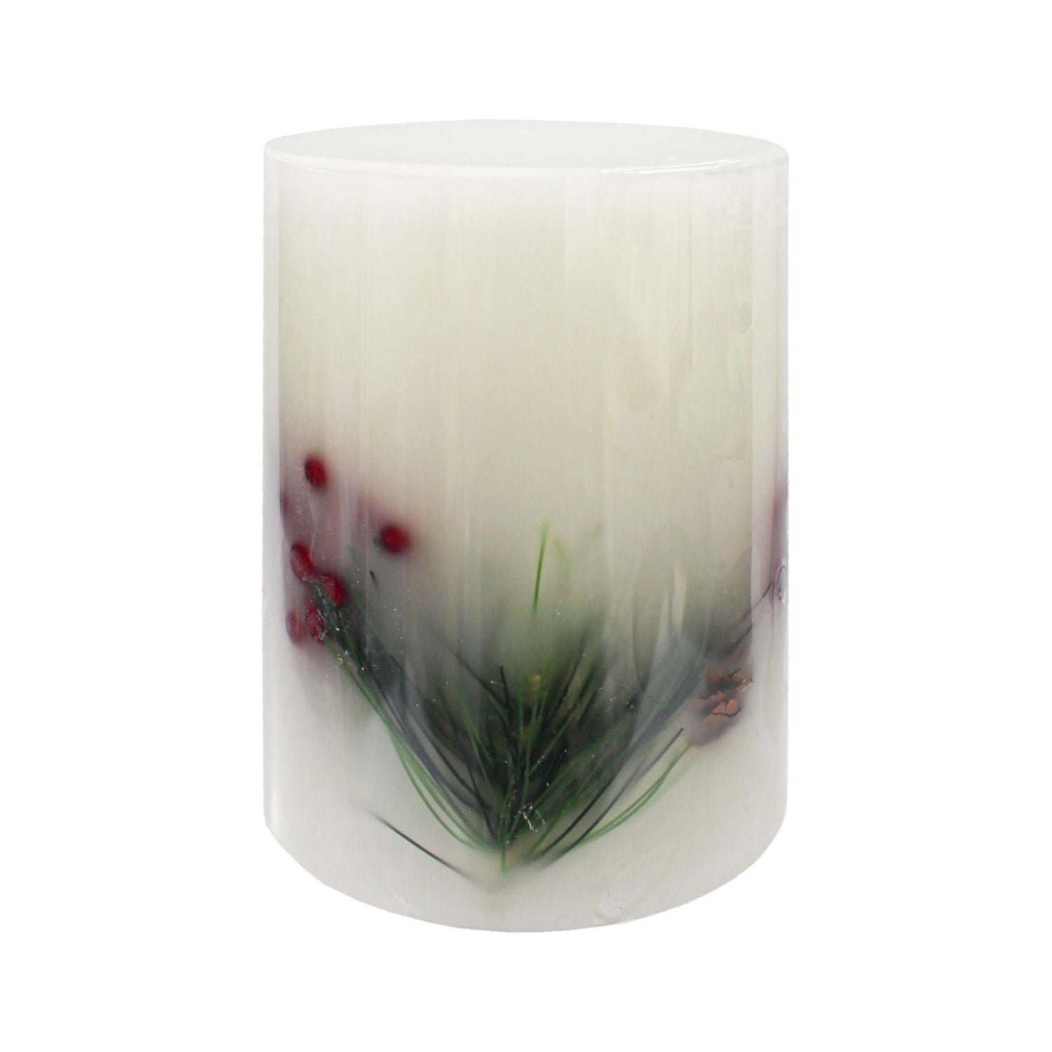 4" Embedded Botanical Pillar Candle