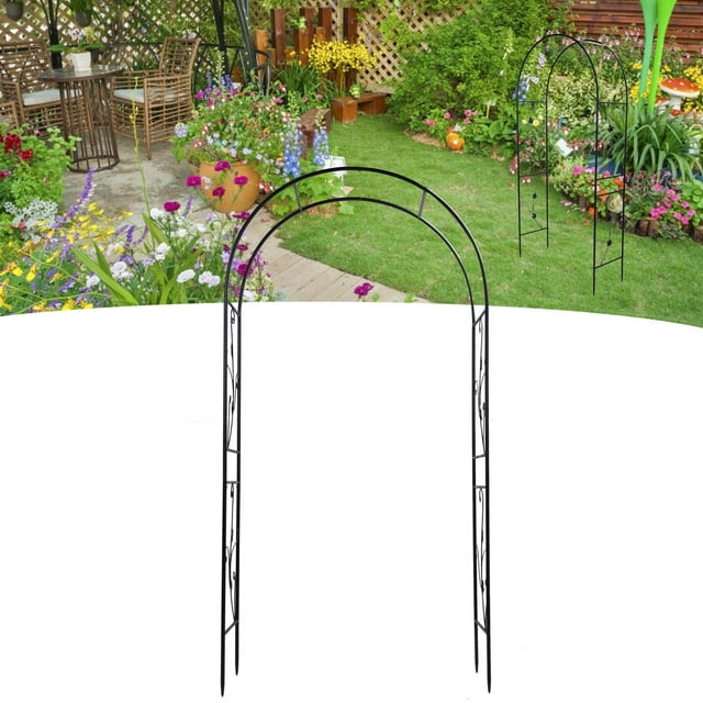 Wedding Arch Plants Archway Outdoor Garden Arch Plant Climbing Frame Support Rack Lawn Backyard Decoration Black