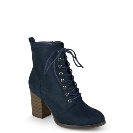 Bootie Keepsakes - Brinley Co. Women's Lace-up Stacked Heel Faux Suede Booties
