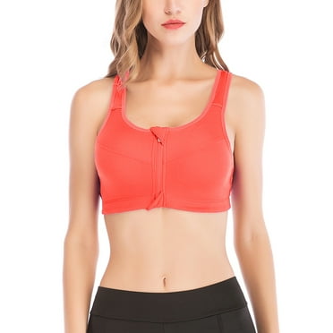 Women's Seamless Sports Bra with Removable Pads Zipper Workout Fitness Bra Yoga Bras