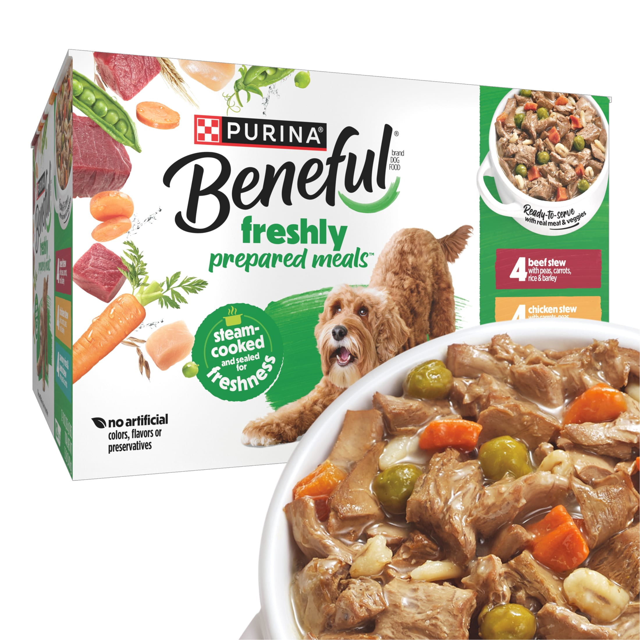 (12 pack) Purina Beneful Dog Food Freshly Prepared Meals Variety Pack Wet Dog Food with Gravy, 10 oz, 12 Pack
